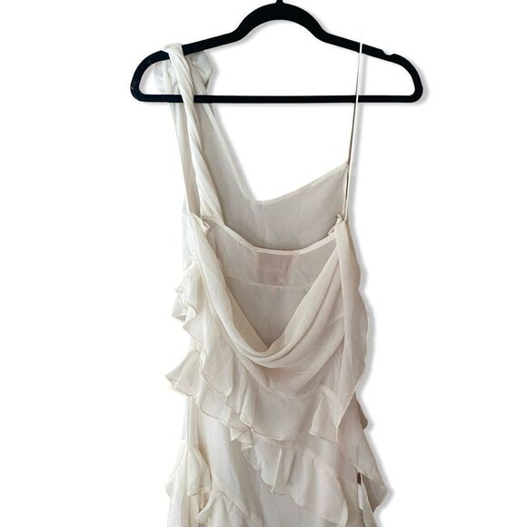 Bubishluxe Willow Ruffle Rosette Dress in White mini midi jellyfish hem Revolve - Picture 5 of 16